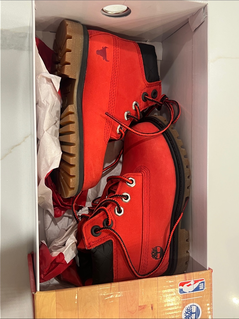 Timberland White Box with Red Logo and Trim